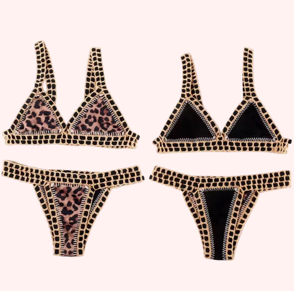 “Midnight stitch” Bikini Leopard/Black